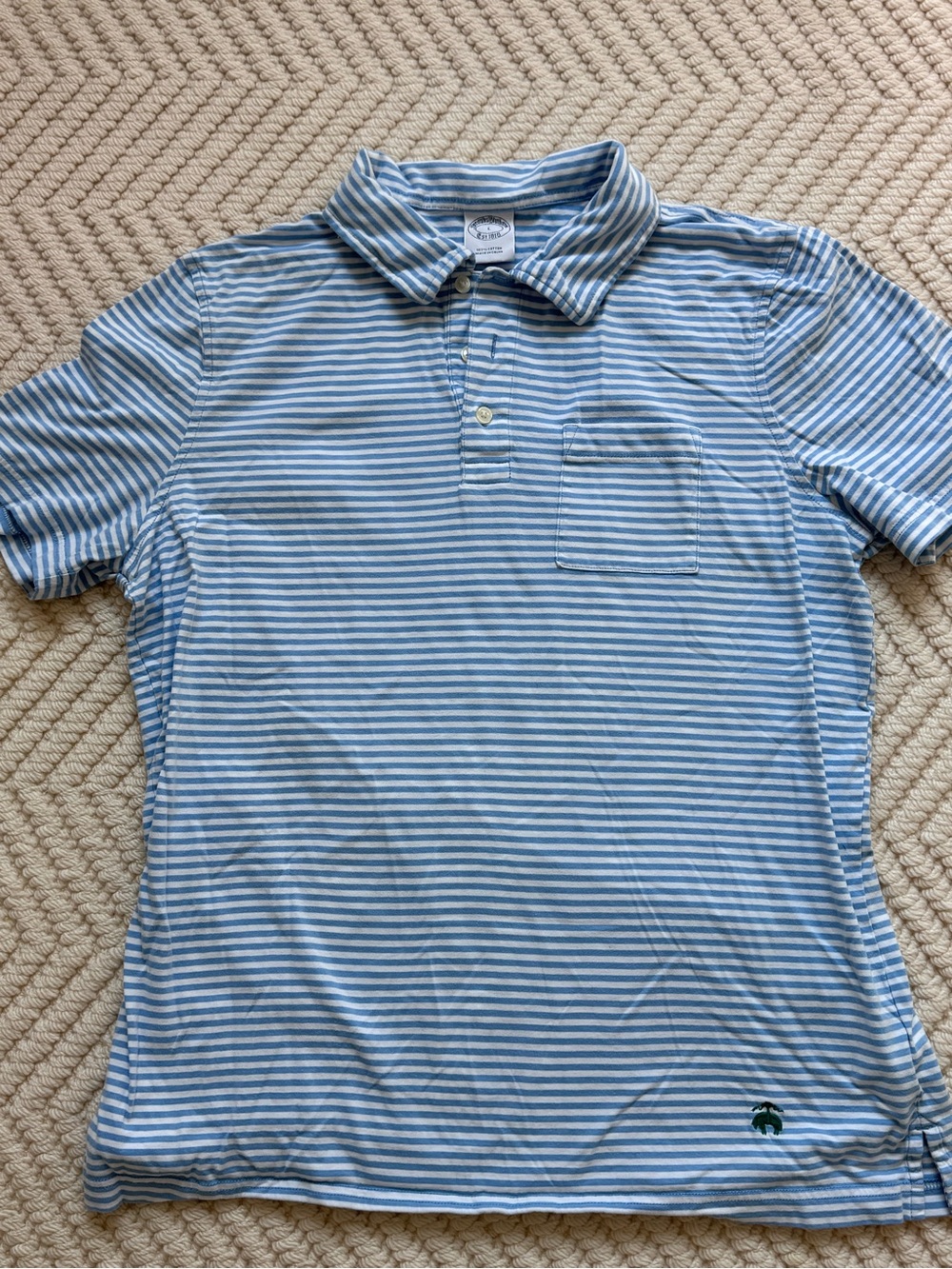 Brooks Brothers Striped Light Blue & White Men's Polo Shirt